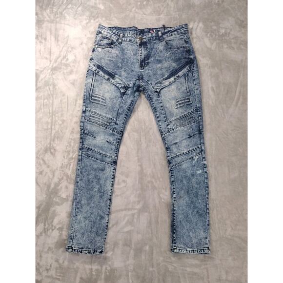 Phat Farm Other - Phat Farm Jeans Mens 34x32 Stretch Skinny Biker Acid Wash Blue Size Retro Y2K